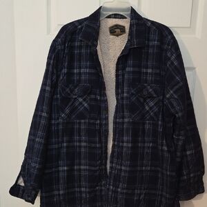 Men's Navy Plaid Sherpa-Lined Jacket
